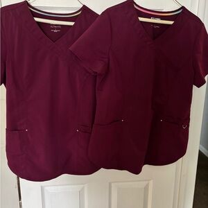 Scrubstar Women's Burgundy/Maroon V-Neck Tops Size M